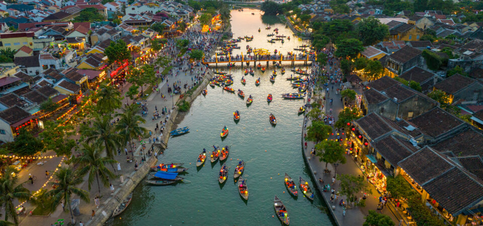 Hoi An Ancient Town and Thu Bon River at sunset,